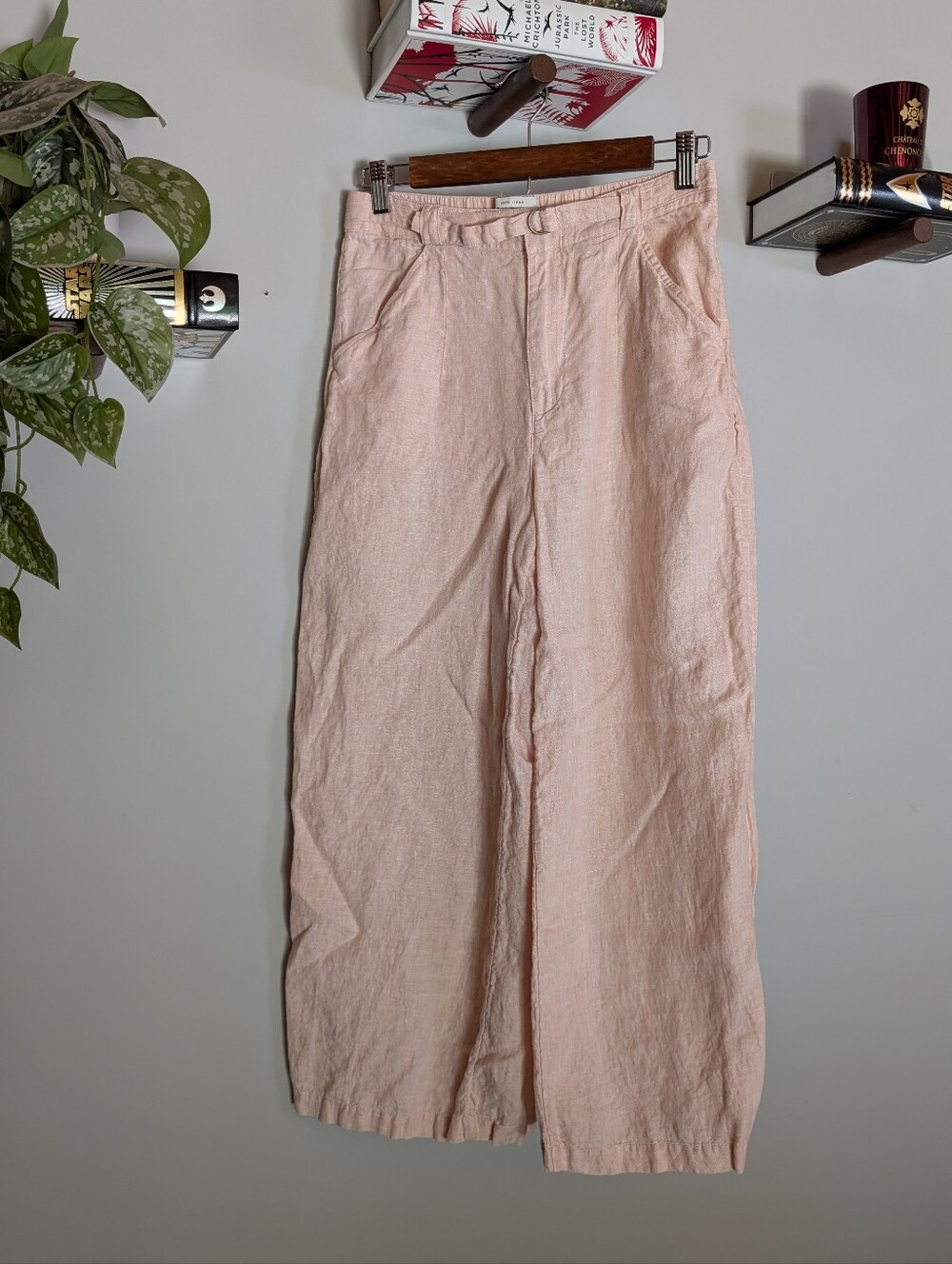 Rachel Zoe Pale Pink Linen Pocket Pants  - Size Small